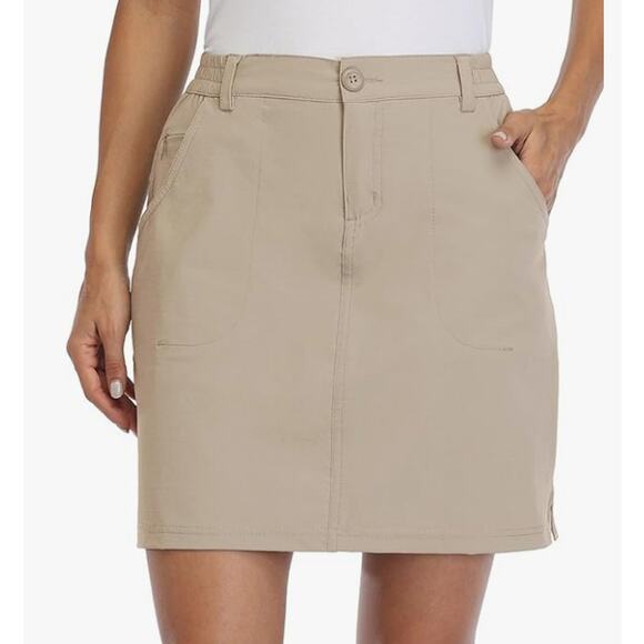 Willit UPF 50+ Quick Dry Zip Pockets Skort Skirt Khaki NWT Size L - Picture 1 of 14